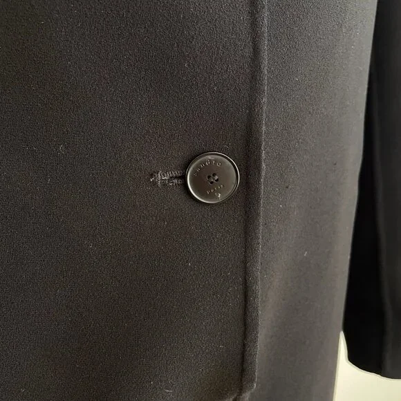Sandro Paris Long Black Coat Single Breasted 1-Button Size 8 Medium / Large - Picture 9 of 14